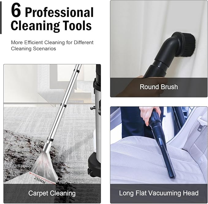 Commercial Carpet Cleaning Machine 1000W 110V 40L/11Gal Professional Commercial 3 in 1 Carpet Spraying Floor Brush Cleaner Extractor Vacuum Washing Machine Portable Carpet Cleaner（Sent in 2 packages）