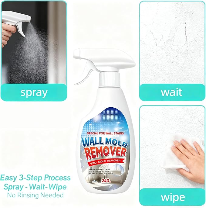 Streak-Free Wall Stain Remover Spray for Painted Walls Multi-Surface Cleaner for Dirt Grease &amp Marks No-Rinse Formula for Home Use (2 Pcs)