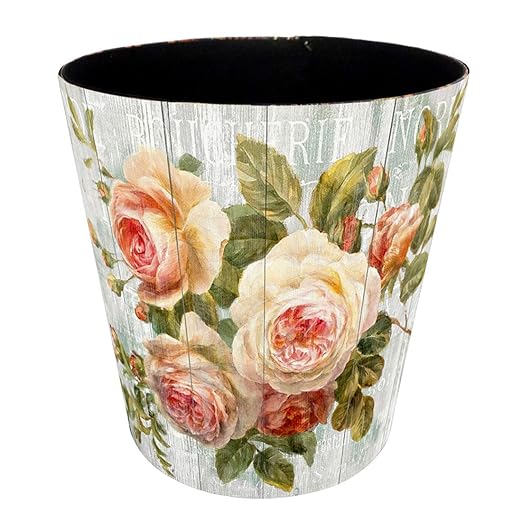 10L Wastebasket Retro Decorative Trash Can Waterproof PU Leather Wastebasket Without Lid for Kitchen Office Living Room Bedroom