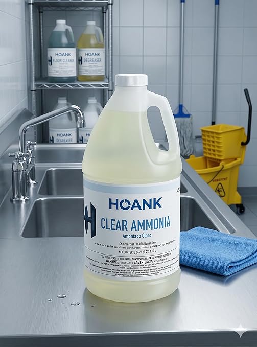 (Pack of 8) - Clear Ammonia Cleaner Liquid Multi-Surface Cleaning Solution | Removes Grease Hard Water Stains and Odors - Multipurpose Kitchen Bathroom and Commercial Use - 64Oz 8 Pack -Ready to Use