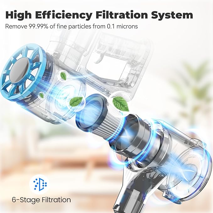 Vazone Cordless Stick Vacuum Cleaner with Self-Standing 8-in-1 Vacuum Cleaners for Home Lightweight Powerful Vacuum with LED Screen Rechargeable Vacuum for Carpet Pet Hair Hardwood Floors