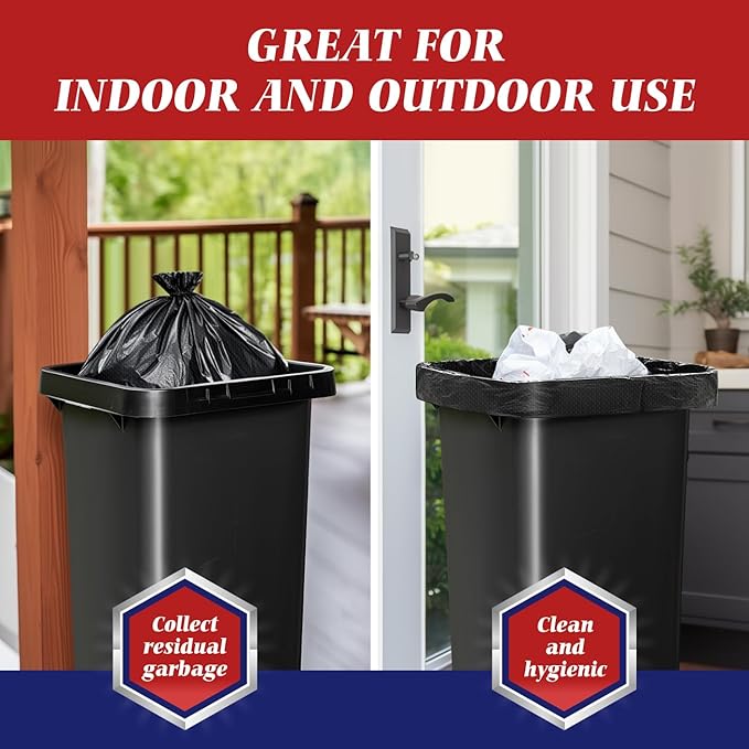 Teivio Large Black Trash Bags 40-45 Gallon 200 Counts Multipurpose Trash Bags3940424445 GalHeavy Duty Garbage BagsFor Industrial Commercial Construction Outdoor Lawn Leaf Can liners