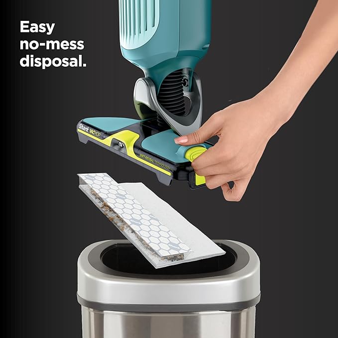 Shark VACMOP Reveal NEW Cordless Hard Floor Cleaner Vacuum &amp Spray Mop Powerful Suction Lightweight Illumination Light Includes 4 Disposable Pads 12oz Pet Multi-Surface Cleaning Solution VM