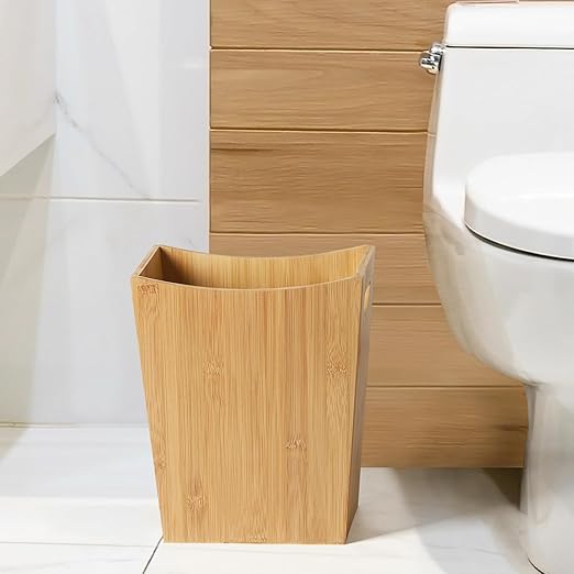 LIANTRAL Wood Trash Can Wastebasket 2 Gallon Small Bathroom Garbage Can Wood Waste Basket Trash Container Recycling Bin for Bathroom Bedroom Living Room Office Kitchen