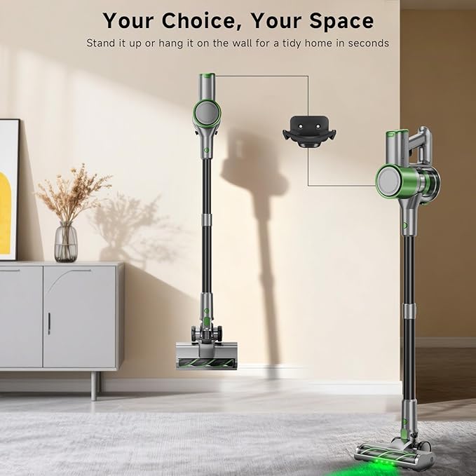 Cordless Stick Vacuum Cleaner - Lightweight Handheld Vacuum with Self Standing Removable Battery with 45min Running Time Anti-tangle Wireless Vacuum for Home Pet Hair/Hardwood Floor/Carpet GB