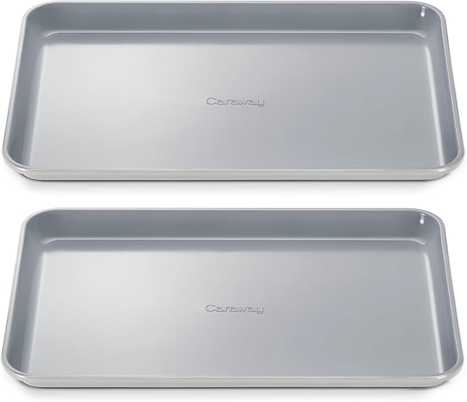Caraway Non-Stick Ceramic Medium Baking Sheet - Naturally Slick Ceramic Coating - Non-Toxic PTFE &amp PFOA Free - Perfect for Baking Roasting and More - Medium (15 x 10) - Gray