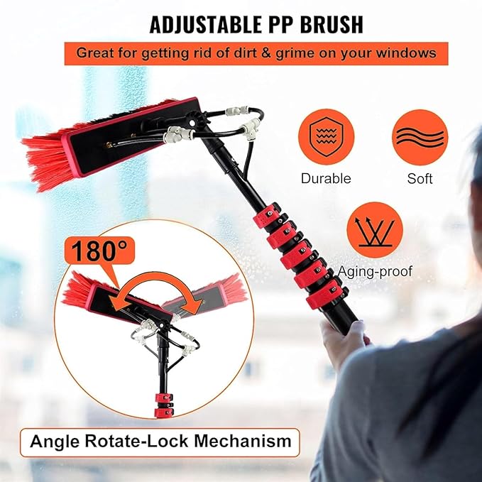Telescopic Window Cleaner 3.6-11M Washing Kit Water Fed BrushTelescopic Cleaning BrushSqueegee and Soap DispenserWindow Cleaning PoleWater Fed Telescopic9M