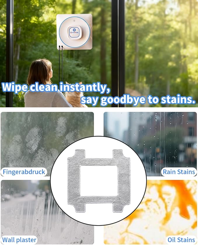 12-Pack Replacement Cleaning Pads for YW336 Window Cleaning Robot | Reusable Microfiber Pads | Washable