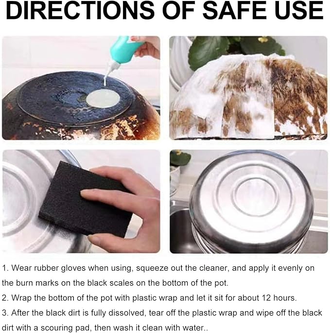 Pot Bottom Cleaner Kitchen Grease &amp Rust Remover Safe For Cookware Easy Stain Removal With Long-Lasting Shine(2PCS)