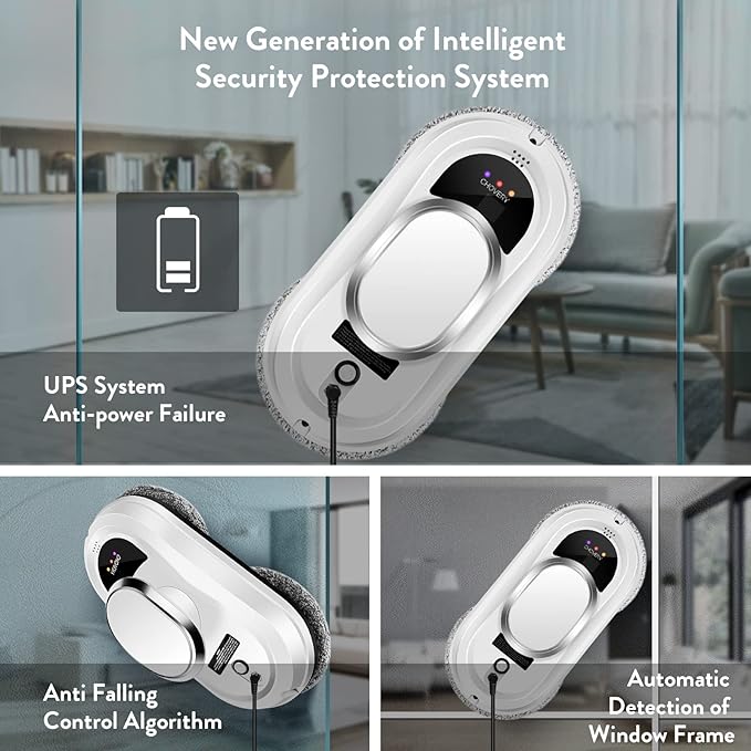 Window Cleaner RobotSmart Glass Cleaning Robotic with 5600Pa Strong SuctionRemote Control Window Cleaning Robot for Windows/Tiles/Class Door