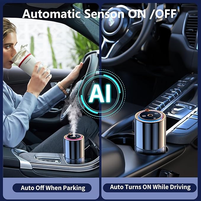 Smart Car Air Freshener150ML Natural Fragrance Car Scents Air Freshener with Star Projector300 Days Long Lasting Car Essential Oil Diffuser Automatic On/OffAroma Diffuser for Men Women