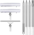 Window Cleaning Squeegee Kit 14 Silicone Blade and Microfiber Scrubber with 54 Aluminum Handle 2-in-1 Rotating Window Cleaner for Glass Doors Shower Mirrors and Home Windows – LJGG (Gray/White)