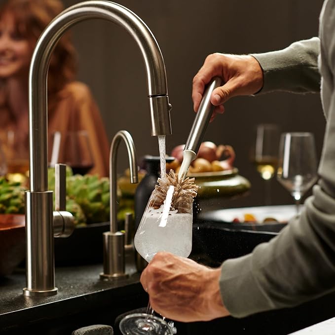 Ionic Bottle Brush Magnetized to Stand Upright Stainless Steel with Replaceable Head Onyx/Black