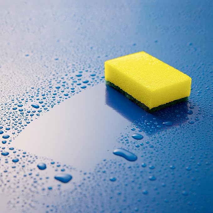 DecorRack 80 Count Non-Scratch Cleaning Scrub Sponges Dual-Sided Heavy Duty Kitchen Sponges for Dishes Cleaning Household Bathroom Car Wash - Yellow (Pack of 80)