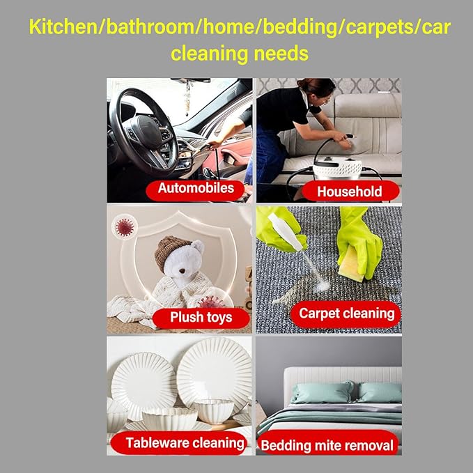 Handheld Steam Cleaner 2500W High Temp High Pressure Steamer with 1400ml Water 6 Gear Adjustable Handheld Pressurized Steam Cleaner for Home Upholstery Car Detailing (US