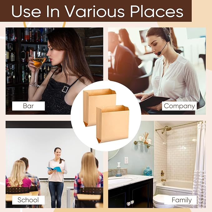 Waxed Kraft Feminine Hygiene Liner Bag Business Restroom Bathroom Personal Dispensers 7.5 x 10 Waste Receptacle Paper Liners Sanitary Napkin Disposal Bags Kraft Bag (300 Pcs)
