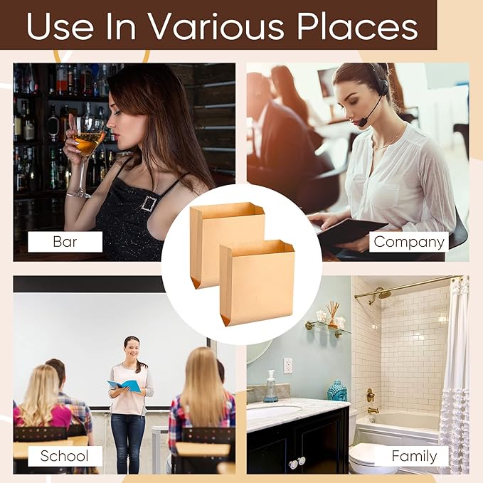 Thenshop 200 Pcs Waxed Kraft Feminine Hygiene Liner Bag Business Restroom Bathroom Personal Dispensers 7.5 x 10 Waste Receptacle Paper Liners Sanitary Napkin Disposal Bags Kraft Bag