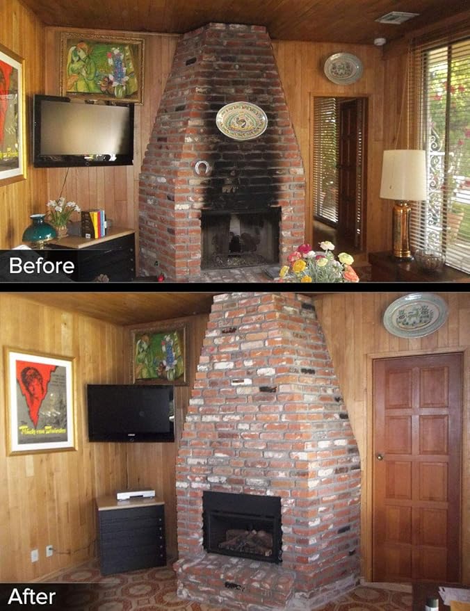 300467 Paint N Peel Fireplace Cleaner – Removes Smoke &amp Soot Stains from Brick Tile &amp Stone Surfaces Around Fireplace Fronts &amp Hearths – Water-Based &amp Easy Peel-Off 1/2 Gallon