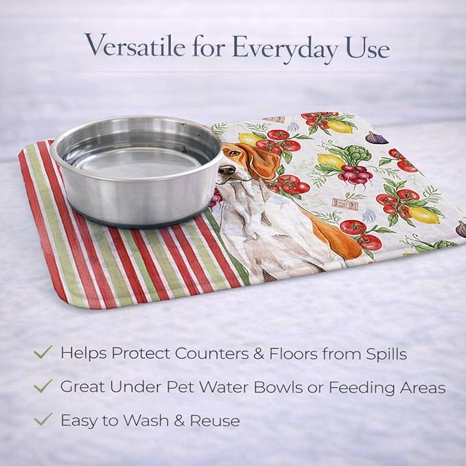 Caroline's Treasures Orange and White Pointer Vegetables Dish Drying Mat Absorbent Dish Drying Mat Pad for Kitchen Counter Dish Drainer Mat for Countertop 14 x 21 Multicolor