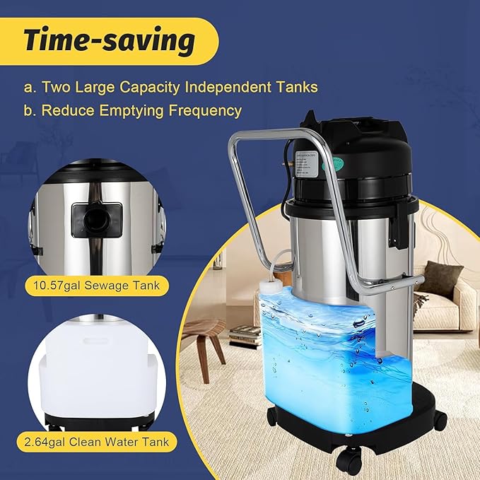 Portable Carpet Cleaner Machine 3 in 1 Carpet Spraying Floor Brush Cleaner Extractor Upholstery Wet Dry Vacuum Cleaner Portable Carpet &amp Upholstery Spot Cleaner for Hotels Offices 40L