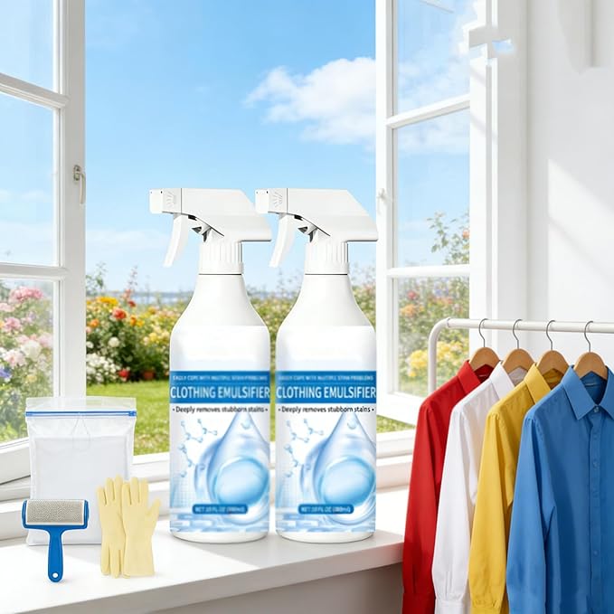 Clothing Emulsifier 2026 Upgrade Non Ionic Emulsifier Clothing Cleaner Powerful Stain Remover Clothes Dry Clean Spray Quick Clothings Cleaner for Home Office Travel &amp Daily Life (2pcs)