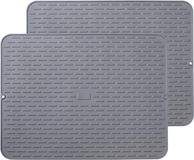 To encounter Silicone Dish Drying Mat - Extral Large 20 x 16 - Set of 2 Flexible Rubber Drying Mat Heat Resistant Silicone Trivet Countertop Mat Dish Draining Mat Sink Mat