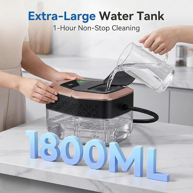 Steam Cleaner 3 Level Adjustable Pressurized Steam Cleaner for Home 10s Heat-Up Handheld Steamer for Cleaning 1.9 Qt Tank Portable Steam Cleaner for Car Home Tile Grout (Black)