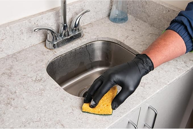 Performance Tool W89013 Black Nitrile Gloves | Disposable Powder Free latex rubber free Textured Fingertips for Better Grip  X-Large | 100pc