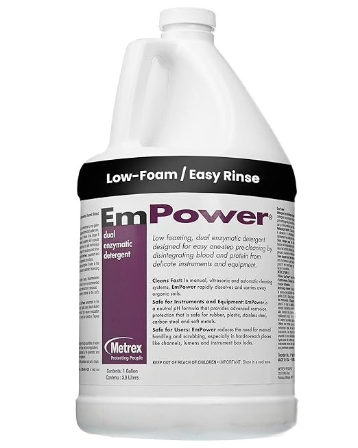 EmPower Dual-Enzymatic Detergent – Enzyme Cleaner for Medical Equipment &amp Surgical Tools Low-Foaming Enzymatic Pre-Cleaner with Protease Amylase &amp Lipase – Safe for Metal Plastic &amp Glas