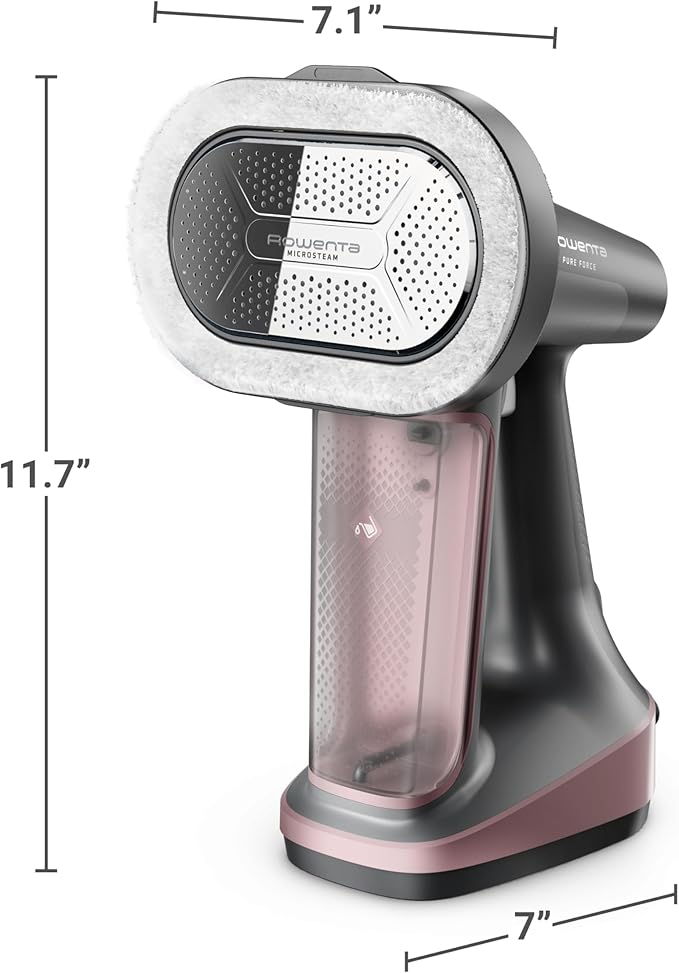 Rowenta Iron Steamer for Clothes 3in1 Hand Held Steamers Clothing Steamer Ironing Lint Remover 7.1 Oz Tank 1875 Watts Auto-Off Black &amp Pink DR8865
