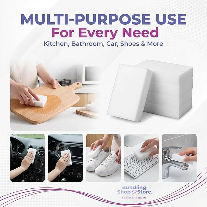 Melamine Sponge- Cleaning Pads 120 Count High Density Scratch Free Sponges (3.93in X 2.36in X 0.78in) for Kitchen Bathroom Tiles Walls &amp Multi-Surface Cleaning