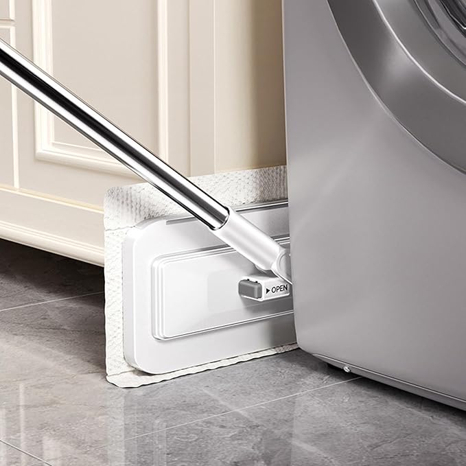 No Wash Mop Automatic Clip Design 16x110cm Mini Mop Zero Touch Cleaning Tool Wet and Dry Use for Home Kitchen Bathroom Living Room Hardwood Tile Laminate Floor