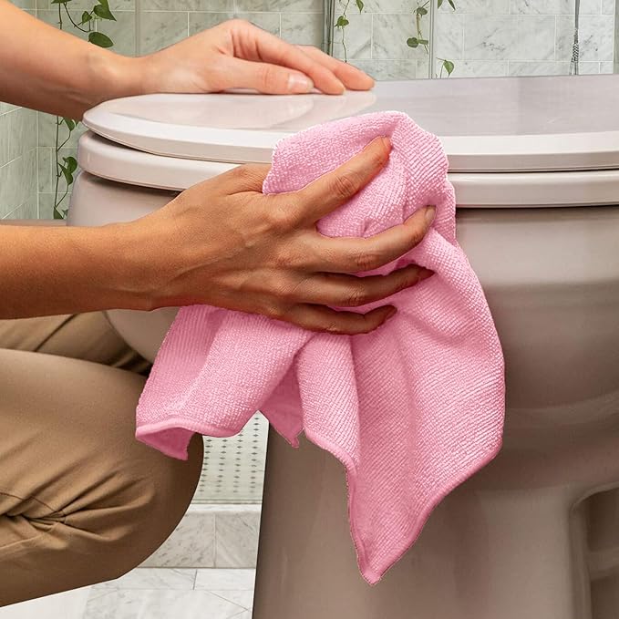 Avalon Towels Microfiber Cleaning Cloths (Value Pack of 48) - Size 16 x 16 Inches Highly Absorbent Cleaning Rags Lint Free Reusable and Washable Microfiber Towels for Cars