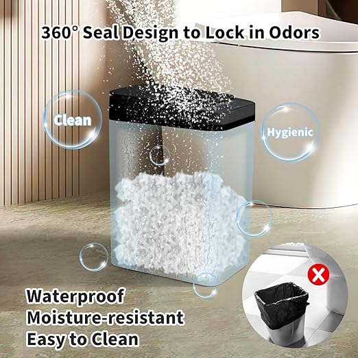 3 Pack Bathroom Trash Can with Lid 2.5 Gallon Small Slim Trashcan Automatic Trash Can Touchless Motion Sensor Waterproof Plastic Trash Bin for Bedroom Kitchen Office Living Room (Black)
