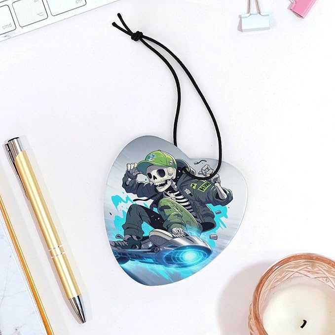 5PCS Car Air Freshener Hanging Personalized Double Sided Skull Skater Car Fresheners Long Lasting New Cars Scents Cute Automotive Freshies for Closets Drawers (tea)