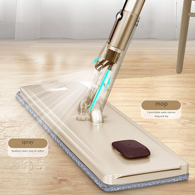 Ultra-fine Fiber Flat mop Comes with 1 Reusable Microfiber Cloth 360-degree Rotating for Both Wet and Dry use
