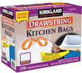 Kirkland Signature 13 Gallon 200 Ct Carton 100% recyclable Heavy Duty Drawstring Kitchen Trash Bags Garbage BagWhite
