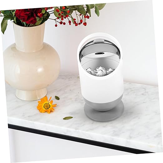 Mini Desktop Trash Can Portable Grey Wastebasket for Office Bathroom Kitchen Compact Garbage Bin Lid for Easy Disposal