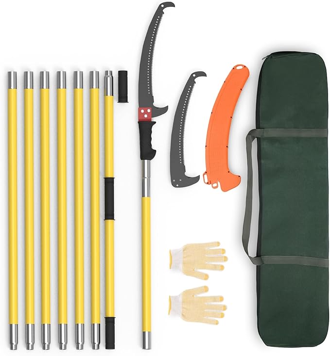 Pole Saws for Tree Trimming 7.3-27 ft Extendable Tree Trimmers Long Handle Pruner Sharp Steel Blade and Scissors High Branches Trimming Tree Pruner Tree Saw (7.3-27 ft)