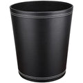 GORESE Pu Leather Trash Can 2.6 Gallon Black Bathroom Trash Can Small Office Garbage Can Wastebasket for Bedroom Kitchen Round Trash Bin Decorative Under-Sink/Desk/Home Easy to Clean