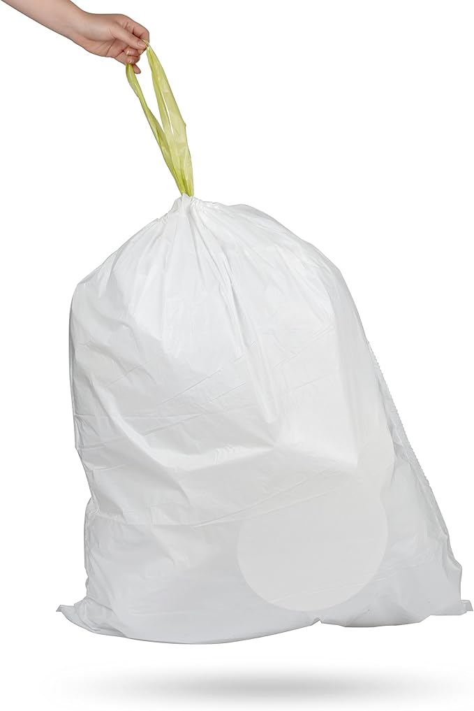 Ninestars Extra Strong White Trash Bags with Drawstring Multiple Sizes 90 Count Kitchen Drawstring trash bags 90 Trash Bags (21 gallon 90 ct)