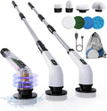 8 in 1 Electric Spin Scrubber for Cleaning Bathroom 3000mAh Power Scrubber Cordless Cleaner with Long Handle 3 Speeds Bathtub House Clean Brush Deep Cleaning for Tile Shower Wall Floor