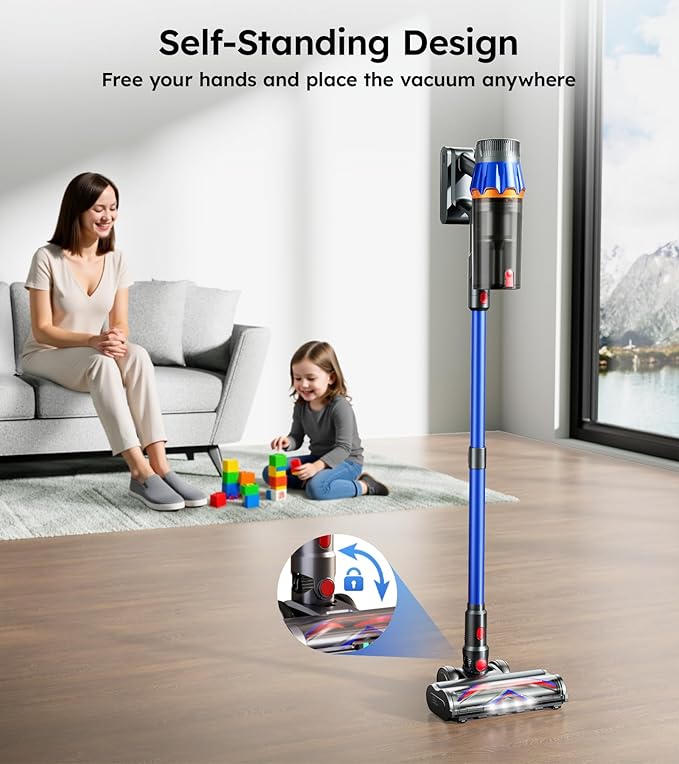 Cordless Vacuum CleanerUpgraded 50KPA 600W 70 Mins Stick Vacuum with Self-StandingTouch Screen Rechargeable LightweightAnti-tangle Wireless VacummVacuum Cleaners for Home/Pet Hair/Carpets/Floors