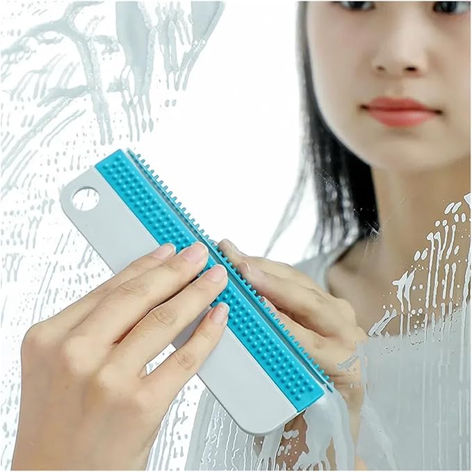 Fit for Soft Silicone Glass Wiper Scraper - Versatile Window Cleaning Brush for Kitchen Bathroom and Car Mirrors(B)