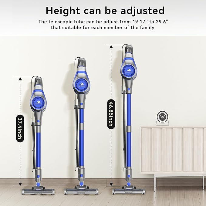 Intercleaner 23Ft Corded Vacuum Cleaner with LED Headlights &amp Large Dust Cup Powerful Suction for Hard Floors &amp Carpets Adjustable Stick Perfect for Pet Hair Wall Mount Storage