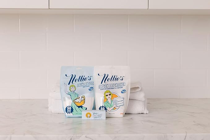 Nellie’s Complete Laundry Bundle – Concentrated Laundry Soda (50 Loads) Oxygen Brightener (50 scoops) &amp WOW Stick Stain Remover