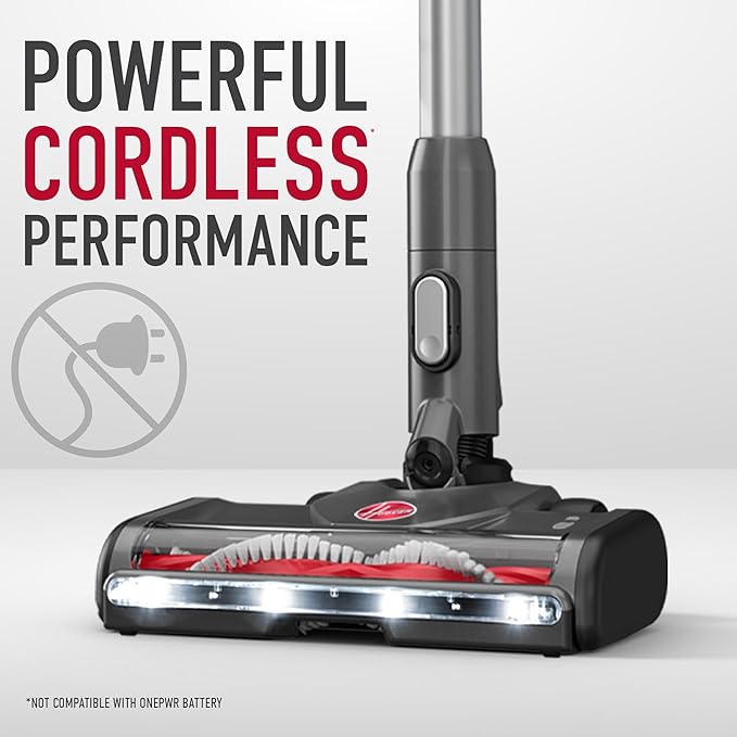 Hoover Excelerate Cordless Stick Vacuum Cleaner with Included Tools for Carpet and Hard Floors Lightweight Design Powerful Suction LED Headlights BH59000V