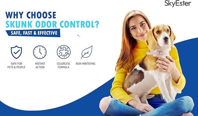 Skunk Odor Control - Unscented Air Freshener - Pet-Safe Odor Eliminator Spray - Instant and Non-Irritating - Colorless Formula for Stain-Free Odor Removal - Safe for Home and Pet Areas