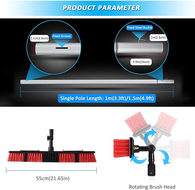 Telescopic Window Cleaner kit with Adjustable Brush Head 3-12m Extendable Window Cleaning Pole Water Fed Telescopic Brush Solar Panel Washing Equipment Cleaning Conservatory