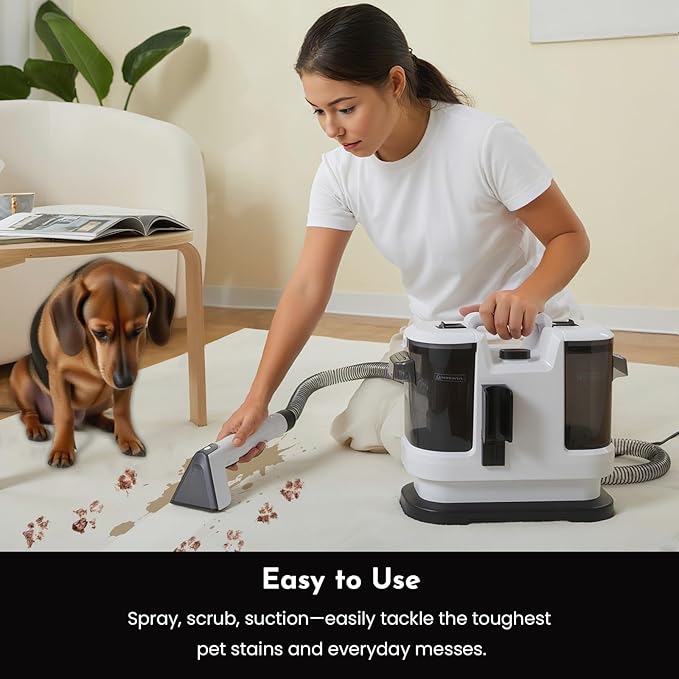Cutewolf Portable Carpet &amp Upholstery Cleaner Machine Handheld Spot Remover 14Kpa Strong Suction Multi-purpose Deep Cleaner for Couch Car Stairs Rugs Pet Stains
